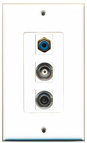 RiteAV - 1 Port RCA Blue and 1 Port 3.5mm and 1 Port BNC Decorative Wall Plate Decorative