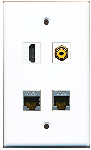 RiteAV - 1 Port HDMI 1 Port RCA Yellow 2 Port Shielded Cat6 Ethernet Wall Plate