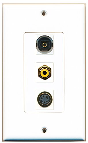 RiteAV - 1 Port RCA Yellow and 1 Port S-Video and 1 Port Toslink Decorative Wall Plate Decorative