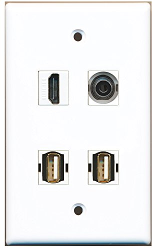 RiteAV - 1 Port HDMI 2 Port USB A-A 1 Port 3.5mm Wall Plate