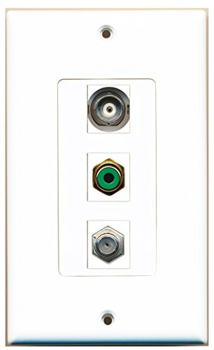 RiteAV - 1 Port RCA Green and 1 Port Coax Cable TV- F-Type and 1 Port BNC Decorative Wall Plate Decorative