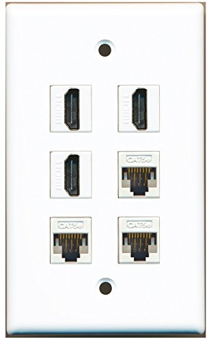 RiteAV - 3 HDMI 3 Port Cat5e Ethernet White Wall Plate