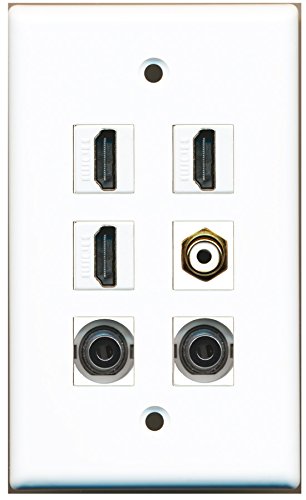 RiteAV - 3 HDMI 1 Port RCA White 2 Port 3.5mm Wall Plate