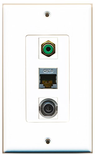 RiteAV - 1 Port RCA Green and 1 Port Shielded Cat6 Ethernet and 1 Port 3.5mm Decorative Wall Plate Decorative