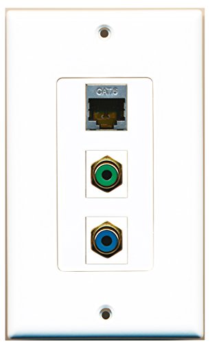 RiteAV - 1 Port RCA Green and 1 Port RCA Blue and 1 Port Shielded Cat6 Ethernet Decorative Wall Plate Decorative