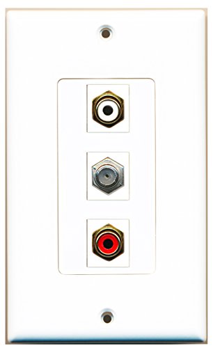 RiteAV - 1 Port RCA Red and 1 Port RCA White and 1 Port Coax Cable TV- F-Type Decorative Wall Plate Decorative
