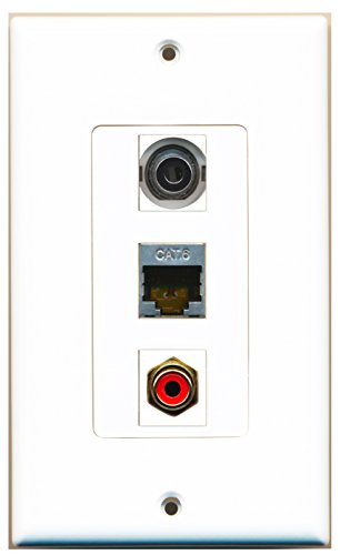 RiteAV - 1 Port RCA Red and 1 Port Shielded Cat6 Ethernet and 1 Port 3.5mm Decorative Wall Plate Decorative