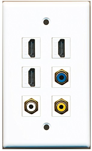 RiteAV - 3 HDMI 1 Port RCA White 1 Port RCA Yellow 1 Port RCA Blue Wall Plate