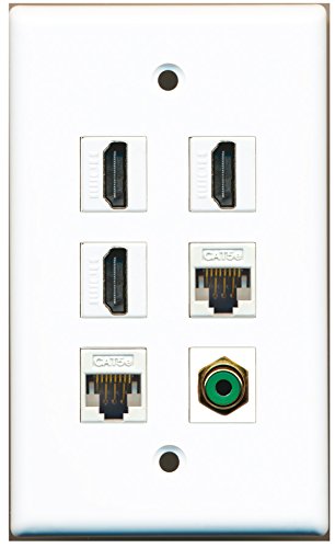 RiteAV - 3 HDMI 1 Port RCA Green 2 Port Cat5e Ethernet White Wall Plate