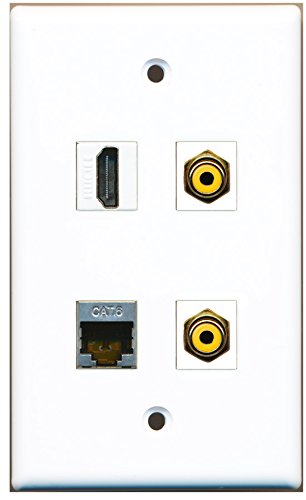 RiteAV - 1 Port HDMI 2 Port RCA Yellow 1 Port Shielded Cat6 Ethernet Wall Plate
