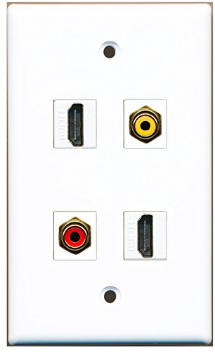 RiteAV - 2 Port HDMI 1 Port RCA Red 1 Port RCA Yellow Wall Plate
