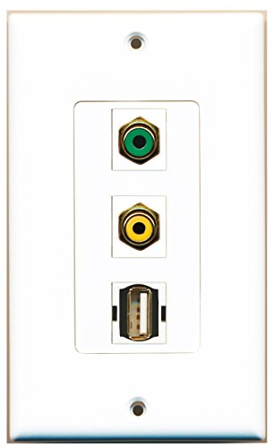 RiteAV - 1 Port RCA Yellow and 1 Port RCA Green and 1 Port USB A-A Decorative Wall Plate Decorative