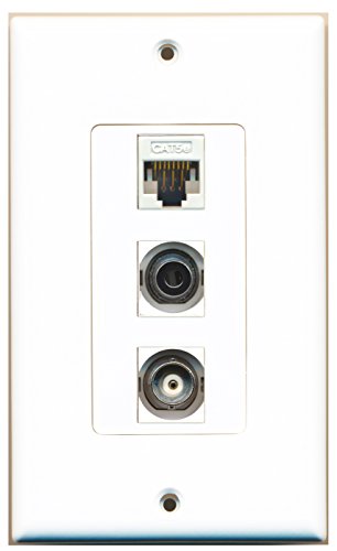 RiteAV - 1 Port 3.5mm and 1 Port BNC and 1 Port Cat5e Ethernet White Decorative Wall Plate Decorative
