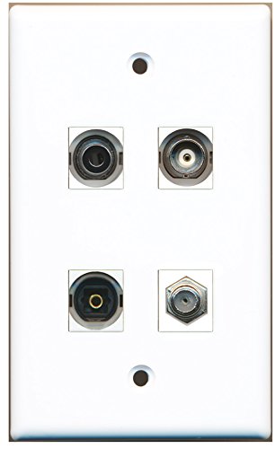 RiteAV - 1 Port Coax Cable TV- F-Type 1 Port Toslink 1 Port 3.5mm 1 Port BNC Wall Plate