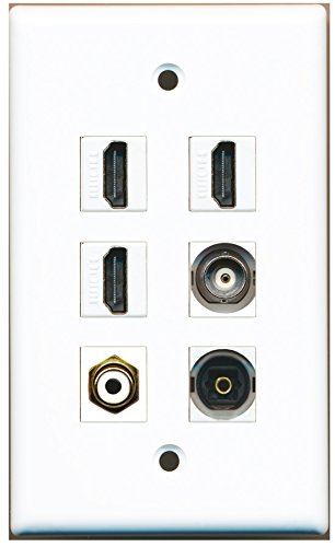 RiteAV - 3 HDMI 1 Port RCA White 1 Port Toslink 1 Port BNC Wall Plate