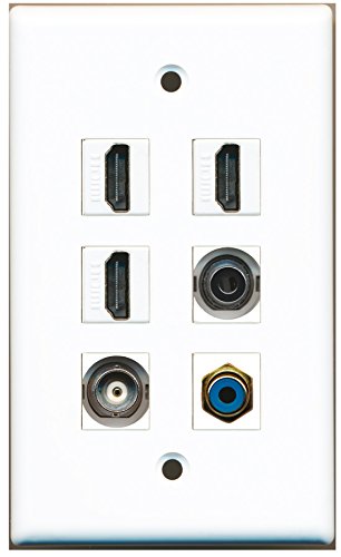 RiteAV - 3 HDMI 1 Port RCA Blue 1 Port 3.5mm 1 Port BNC Wall Plate