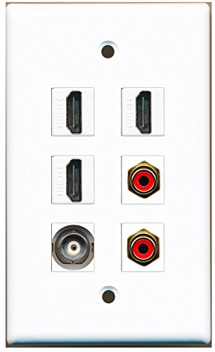 RiteAV - 3 HDMI 2 Port RCA Red 1 Port BNC Wall Plate