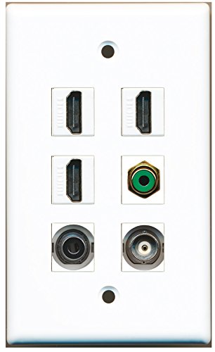 RiteAV - 3 HDMI 1 Port RCA Green 1 Port 3.5mm 1 Port BNC Wall Plate