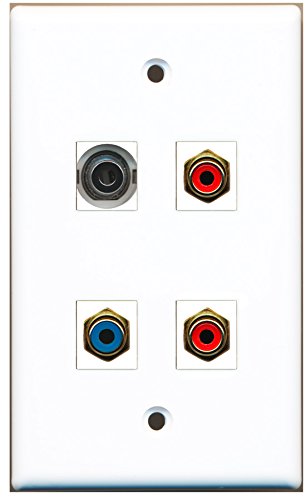 RiteAV - 2 Port RCA Red 1 Port RCA Blue 1 Port 3.5mm Wall Plate