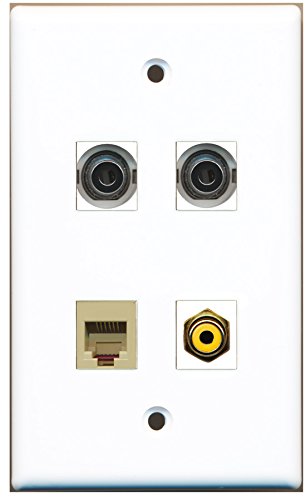 RiteAV - 1 Port RCA Yellow 1 Port Phone RJ11 RJ12 Beige 2 Port 3.5mm Wall Plate