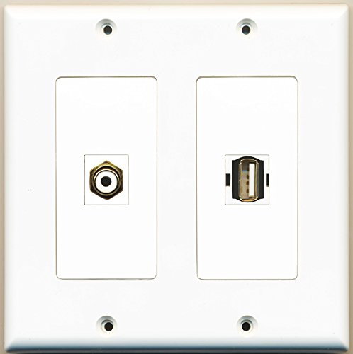 RiteAV - 1 Port RCA White 1 Port USB A-A - Dual Gang Wall Plate