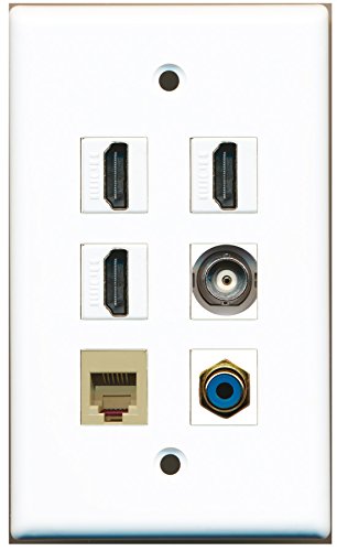 RiteAV - 3 HDMI 1 Port RCA Blue 1 Port Phone RJ11 RJ12 Beige 1 Port BNC Wall Plate