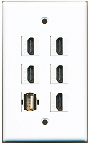 RiteAV - 5 HDMI 1 Port USB A-A Wall Plate