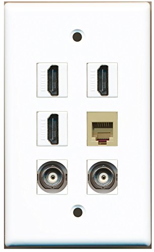 RiteAV - 3 HDMI 1 Port Phone RJ11 RJ12 Beige 2 Port BNC Wall Plate