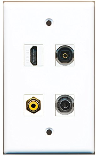 RiteAV - 1 Port HDMI 1 Port RCA Yellow 1 Port Toslink 1 Port 3.5mm Wall Plate