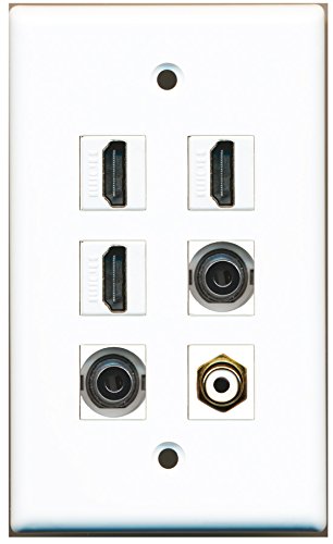 RiteAV - 3 HDMI 1 Port RCA White 2 Port 3.5mm Wall Plate