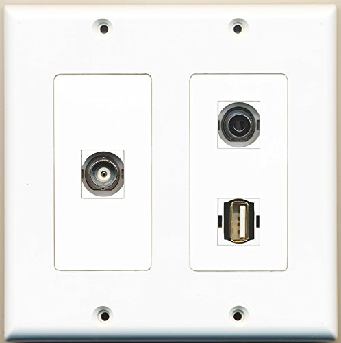 RiteAV - 1 Port USB A-A 1 Port 3.5mm 1 Port BNC - 2 Gang Wall Plate