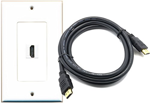 RiteAV 1 Port HDMI Decorative Female Jack Wall Plate with 6ft HDMI Cable