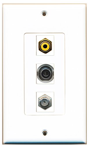 RiteAV - 1 Port RCA Yellow and 1 Port Coax Cable TV- F-Type and 1 Port 3.5mm Decorative Wall Plate Decorative
