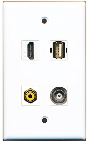 RiteAV - 1 Port HDMI 1 Port RCA Yellow 1 Port USB A-A 1 Port BNC Wall Plate