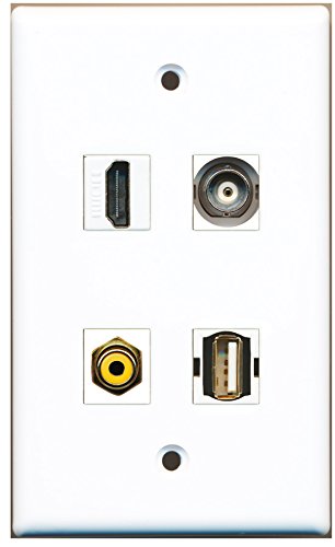 RiteAV - 1 Port HDMI 1 Port RCA Yellow 1 Port USB A-A 1 Port BNC Wall Plate
