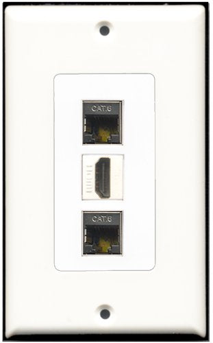 RiteAV - 1 Port HDMI 2 Port Shielded Cat6 Ethernet Wall Plate Decorative