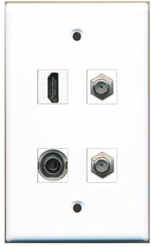 RiteAV - 1 Port HDMI 2 Port Coax Cable TV- F-Type 1 Port 3.5mm Wall Plate