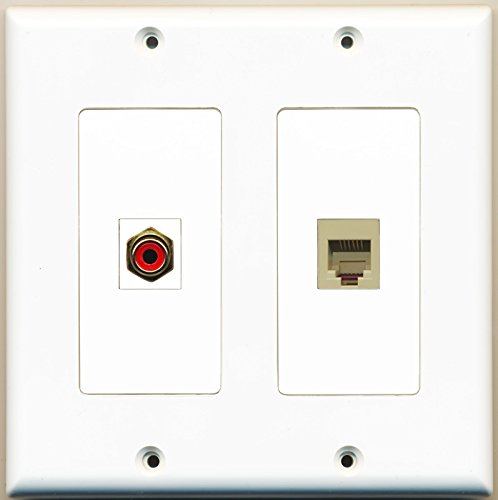 RiteAV - 1 Port RCA Red 1 Port Phone RJ11 RJ12 Beige - Dual Gang Wall Plate
