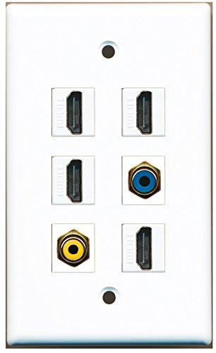 RiteAV - 4 HDMI 1 Port RCA Yellow 1 Port RCA Blue Wall Plate