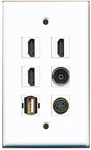 RiteAV - 3 HDMI 1 Port USB A-A 1 Port S-Video 1 Port Toslink Wall Plate
