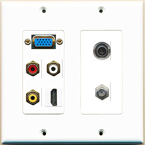 HDTVHOOKUP HDMI + Coax Wall Plate - White - Fast Free USA Shipping