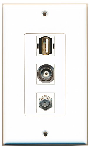RiteAV - 1 Port Coax Cable TV- F-Type and 1 Port USB A-A and 1 Port BNC Decorative Wall Plate Decorative