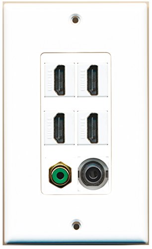 RiteAV - 4 Port HDMI 1 RCA Green 1 3.5mm Wall Plate Decorative