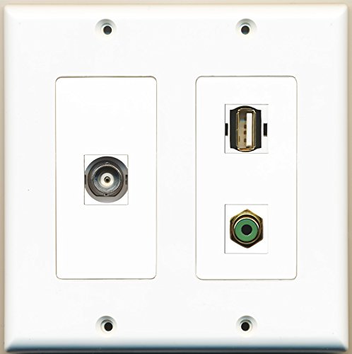RiteAV - 1 Port RCA Green 1 Port USB A-A 1 Port BNC - 2 Gang Wall Plate