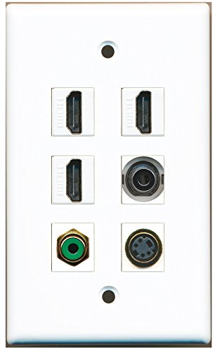 RiteAV - 3 HDMI 1 Port RCA Green 1 Port S-Video 1 Port 3.5mm Wall Plate
