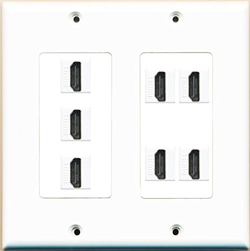 RiteAV 7 Port HDMI Wall Plate Dual Gang Decorative White