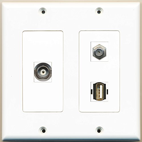RiteAV - 1 Port Coax Cable TV- F-Type 1 Port USB A-A 1 Port BNC - 2 Gang Wall Plate
