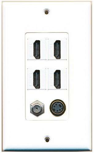 RiteAV - 4 Port HDMI 1 Coax Cable TV- F-Type 1 S-Video Wall Plate Decorative
