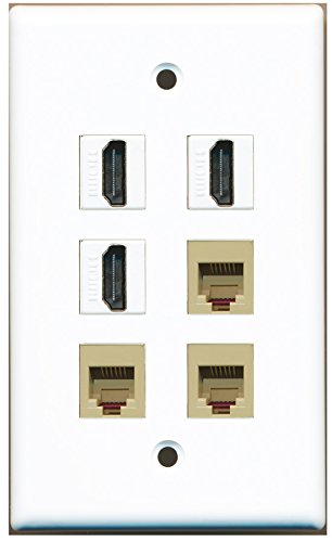 RiteAV - 3 HDMI 3 Port Phone RJ11 RJ12 Beige Wall Plate