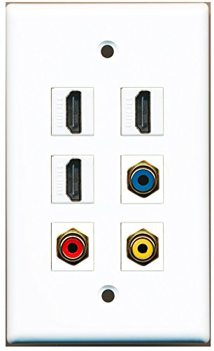 RiteAV - 3 HDMI 1 Port RCA Red 1 Port RCA Yellow 1 Port RCA Blue Wall Plate